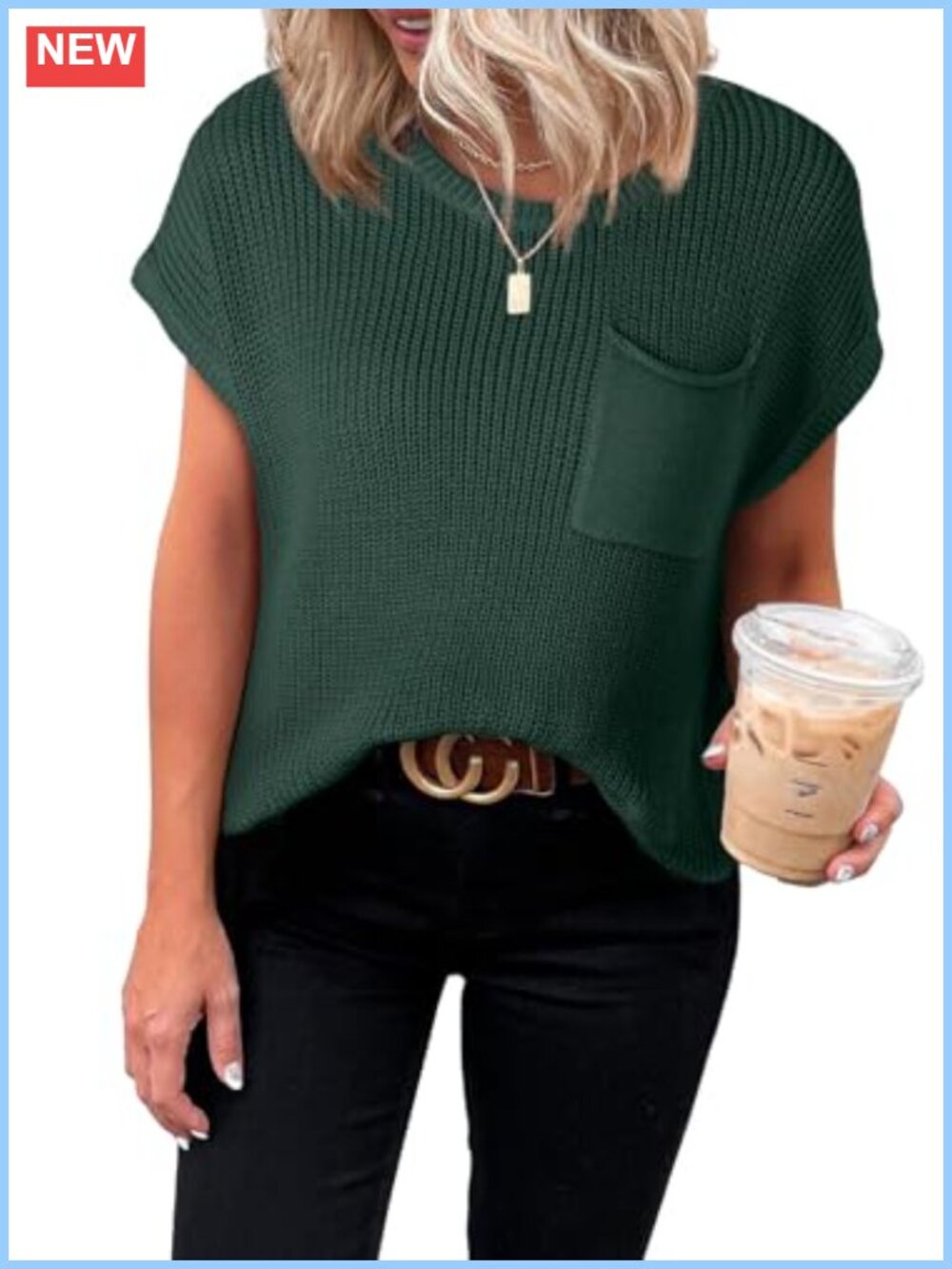 Women's Lightweight Knit Tunic Top Short Sleeve Loose Casual Pullover Blouse